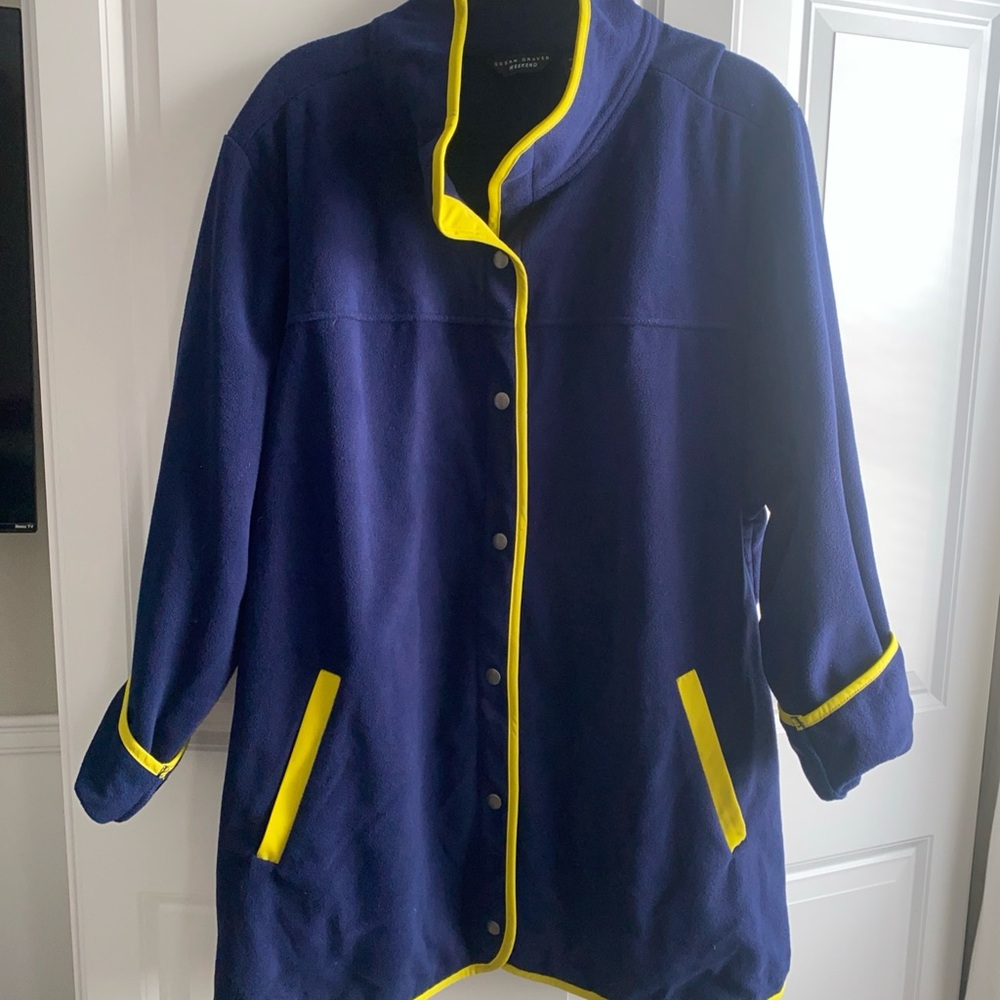 Susan Graver Weekend Plus Size 4X Fleece Jacket Navy Blue